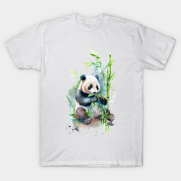 Cute Watercolor Panda T-Shirt by SMCLN